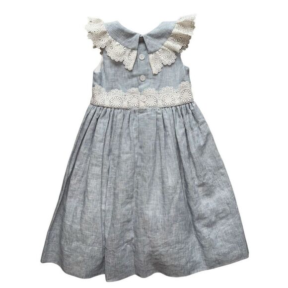 Bailey Boys Vintage Inspired Linen/Cotton Blend Dress With Delicate Lace Feature - Picture 6 of 12